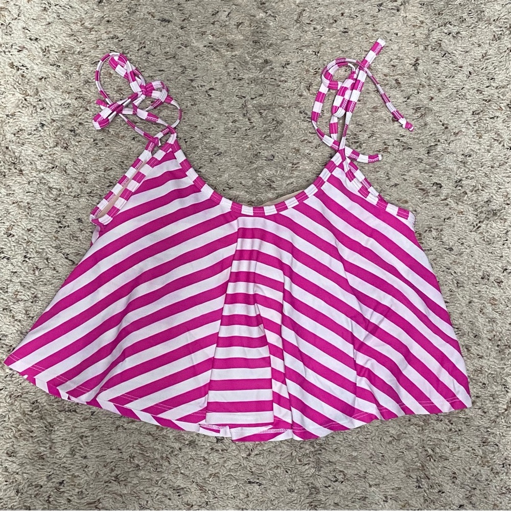 Kortni Jeane fuschia stripe swim top